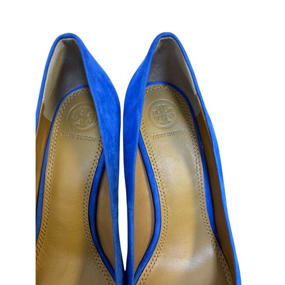 Tory Burch Blue Suede Pointed-Toe Heels 3-Inch Stiletto Size 7.5 - Picture 8 of 13